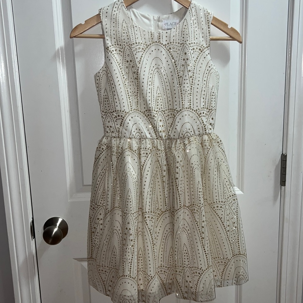 Gold sequence kids dress